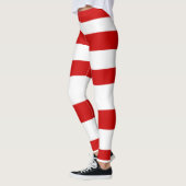 赤い白のストライプの小妖精や小人のレギンスのクリスマスの休日 レギンス (左)