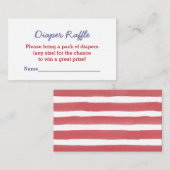 赤い白のストライプの青い文字の小さいおむつのラッフル エンクロージャーカード (正面/裏面)