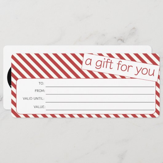 赤い白のストライプクリスマスシーズンのロゴギフト証明書 (正面/裏面)