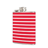 赤い白のストライプパターン フラスク (左)