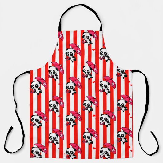 赤い白のストライプ エプロン (正面)