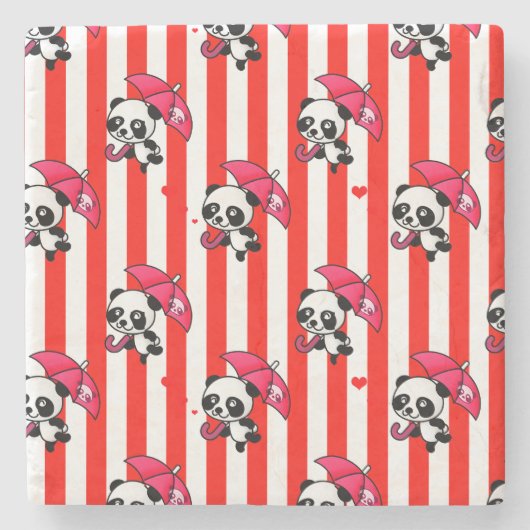 赤い白のストライプ ストーンコースター (正面)