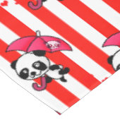 赤い白のストライプ テーブルクロス (アングル)