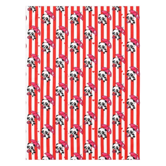 赤い白のストライプ テーブルクロス (正面)