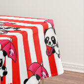 赤い白のストライプ テーブルクロス (インサイチュ)