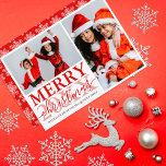 赤い白のスノーフレーク家族の写真コラージクリスマス シーズンカード<br><div class="desc">このシンプルとエレガント写真クリスマスカードは家族に最適だ。白い背景に明るい赤いタイポグラフィを搭載し、美しい家族の2つの特徴の写真。背中には白い雪が輝く赤い背景。それはモダン、フェスティバルとおもしろいあなたの休日の挨拶を友人や家族に送る方法である。***重要なデザイン注意：マッチング製品、色の変更、配置の変更、その他の変更の要求など、カスタムデザインの要求については、設計者にメッセージを送ってください。あなたは完全なデザインと新しい要求をカスタム提出することができる。</div>
