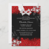 赤い白のスパークルマスクマスカレード甘い16 招待状 (裏面)