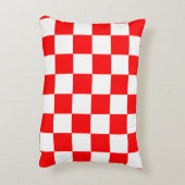 赤い白のチェッ市松模様にクパターン アクセントクッション (裏面(縦))