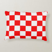 赤い白のチェッ市松模様にクパターン アクセントクッション (裏面)