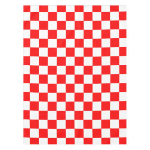 赤い白のチェッ市松模様にクパターン テーブルクロス