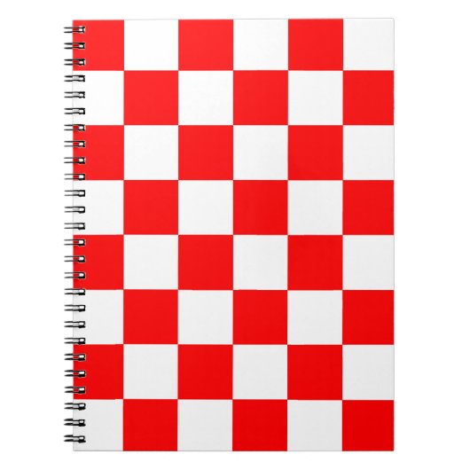 赤い白のチェッ市松模様にクパターン ノートブック (正面)