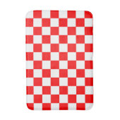 赤い白のチェッ市松模様にクパターン バスマット (正面縦)