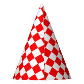 赤い白のチェッ市松模様にクパターン パーティーハット (裏面)