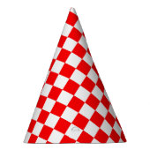 赤い白のチェッ市松模様にクパターン パーティーハット (右)