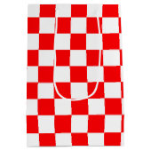 赤い白のチェッ市松模様にクパターン ミディアムペーパーバッグ (裏面)