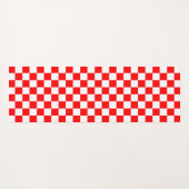 赤い白のチェッ市松模様にクパターン ヨガマット (裏面(横))