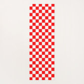 赤い白のチェッ市松模様にクパターン ヨガマット (裏面)