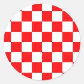 赤い白のチェッ市松模様にクパターン ラウンドシール (正面)