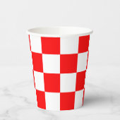 赤い白のチェッ市松模様にクパターン 紙コップ (左)