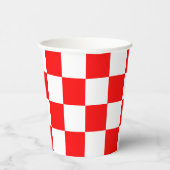 赤い白のチェッ市松模様にクパターン 紙コップ (右)