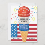 赤い白のデューティパトリオティズム4th赤ちゃんシャワー 招待状 (正面)