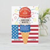 赤い白のデューティパトリオティズム4th赤ちゃんシャワー 招待状 (スタンド正面)