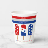 赤い白のデュー7月4日ポプシクル赤ちゃんシャワー 紙コップ (裏面)