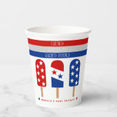 赤い白のデュー7月4日ポプシクル赤ちゃんシャワー 紙コップ (正面)