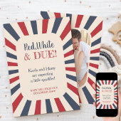 赤い白のデュ妊婦のー写真ヴィンテージ妊娠 案内状