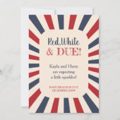 赤い白のデュ妊婦のー写真ヴィンテージ妊娠 案内状 (正面)