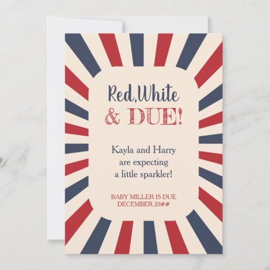 赤い白のデュ妊婦のー写真ヴィンテージ妊娠 案内状 (正面)