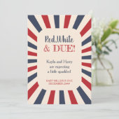 赤い白のデュ妊婦のー写真ヴィンテージ妊娠 案内状 (スタンド正面)