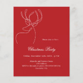 赤い白のトナカイのクリスマスパーティの招待状 (正面)