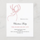 赤い白のトナカイのクリスマスパーティの招待状 (正面)