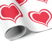 赤い白のハートバレンタインデーのパターン愛 ラッピングペーパー (ロールコーナー)