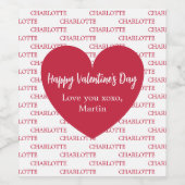 赤い白のハート名バレンタインデー ワインラベル (シングルラベル)