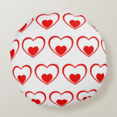 赤い白のハート ラウンドクッション (裏面)