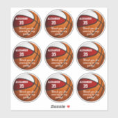 赤い白のバスケットボールパーティーの好意ラベル9セット シール (シート)
