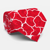 赤い白のバラスタイリッシュ花柄ネックタイ ネクタイ (ロール)