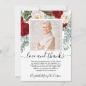 赤い白のフローラサンキューベリーフォト サンキューカード (正面)