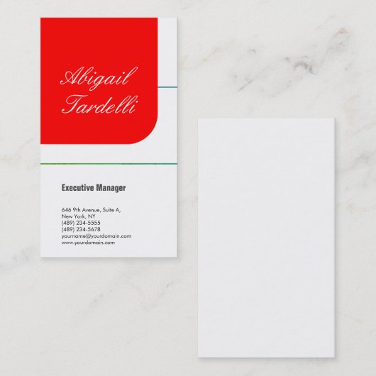 赤い白のプロフェッショナルミニマルな手書き 名刺 (正面/裏面)