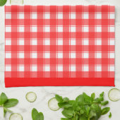 赤い白のレトロ格子模様チェック キッチンタオル (折り畳み)