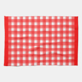 赤い白のレトロ格子模様チェック キッチンタオル (横)