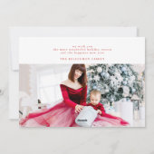 赤い白の単にクリスマスのミニマル写真をエレガント撮った写真 シーズンカード (裏面)