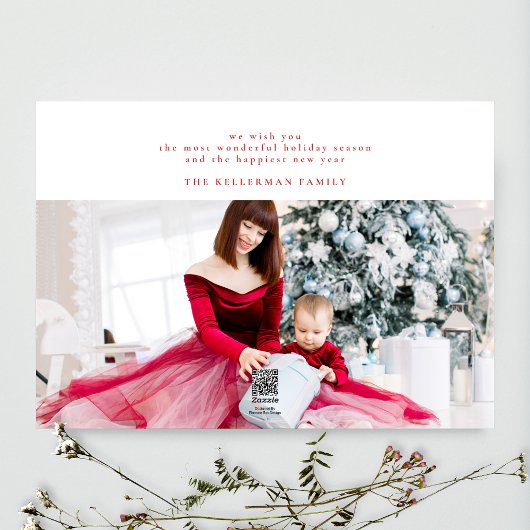 赤い白の単にクリスマスのミニマル写真をエレガント撮った写真 シーズンカード