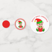 赤い白の可愛いクリスマス小妖精や小人 コンフェッティ (正面)