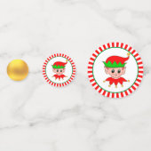 赤い白の可愛いクリスマス小妖精や小人 コンフェッティ (裏面)