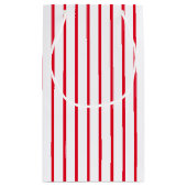 赤い白の垂直ストライプ誕生日 スモールペーパーバッグ