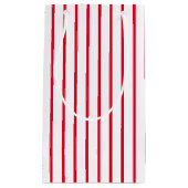 赤い白の垂直ストライプ誕生日 スモールペーパーバッグ