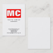 赤い白の垂直モダントレンディースタイリッシュ 名刺 (正面/裏面)